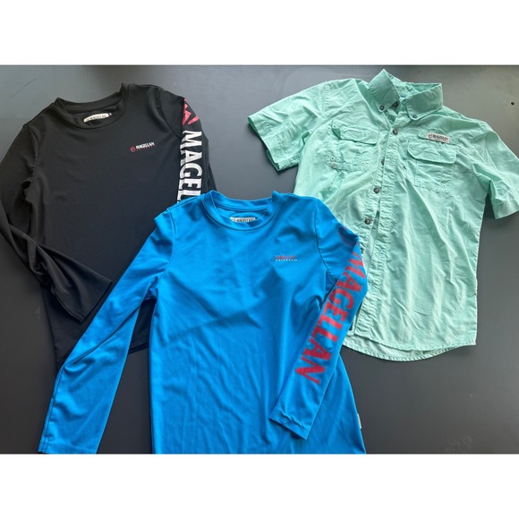 Magellan Outdoors Other - Magellan Outdoors Boys Fish Gear Shirt Bundle Size S 8 Blue Black Mint 3pc Lot